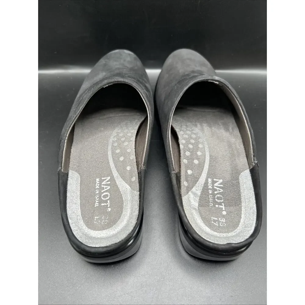 NAOT Women’s 7.5 Lodos Dressy Black Slip-On Leather Mules Women's EU 38